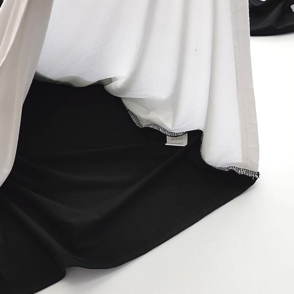 Papa Cowl Neck  Black White Layered Long Sleeves Tunic Top Bamboo Drapy Size L - Picture 5 of 11